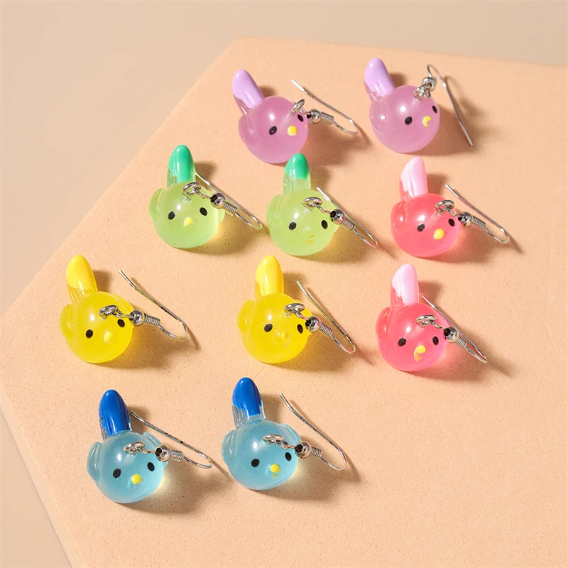 5 Paar/Set Cartoon-Tier-Ohrhänger für Frauen Bunte Harz-Vogel-Ohrhänger Mädchen Party Festival Schmuck Geschenke – Detail 8