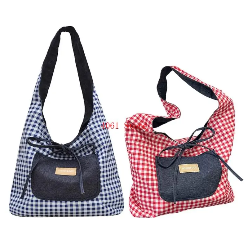 

Womens Plaids Shoulder Bag Simple Armpit Bag Large Capacity Handbag for Daily