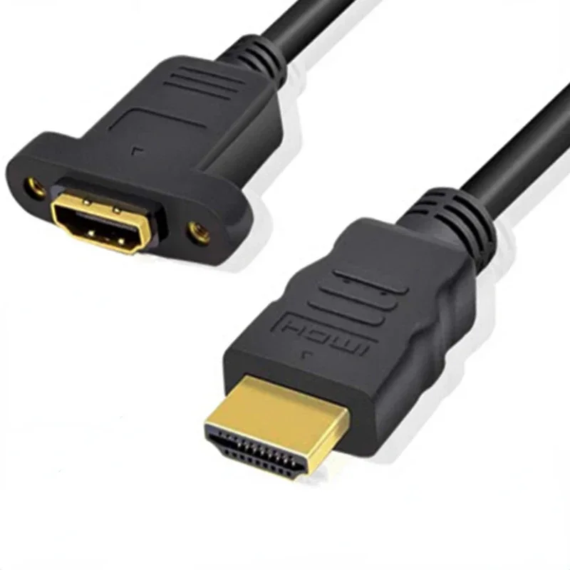 Extension Cable HDMI-compatible Male To Female with Screw Panel Mount Gold Plated Video Adaptor Connector 50cm 1FT 1080P HDTV