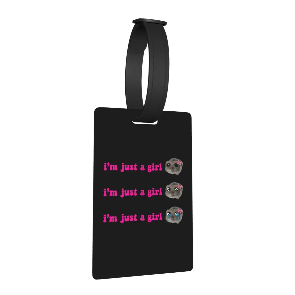 

Бирка для багажа с мемом «Грустный хомяк 1»: аксессуар для чемодана, держатель для идентификационной этикетки, идентификатор для путешествий, место для имени и адреса