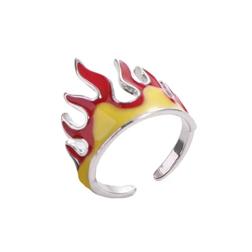 Creative Cool Flame Ring Personality Daily Decoration Hip Hop Style Ring Fashion Alloy Open Adjustable Ring Gift