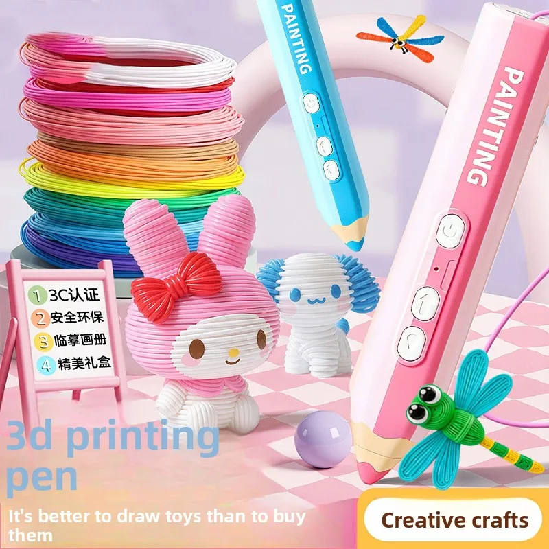 3D Printing Pen, Low‑Temperature Anti‑Scald 3D Drawing Pen Auto‑Retract Filament with PCL Filaments & Accessories, DIY Toy Gift