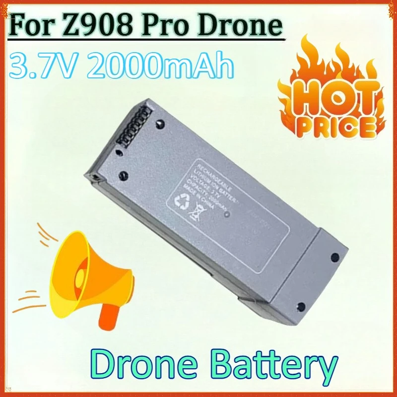

New Z908 Pro MAX 3.7V 2000mAh Drone Battery for Z908 PRO MAX RC Plane Z908 MAX Grey/ Black Accessories Rechargeable Battery