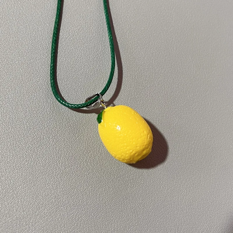 2026Cute Orange Lemon Fruit Pendant Necklace Vacation Jewelr