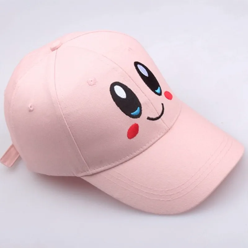 Anime Pink Kirbys Baseball Cap Girl Kawaii Smiling Face Embroidered Sunshade Hat Funny Hat Birthday Gifts Party
