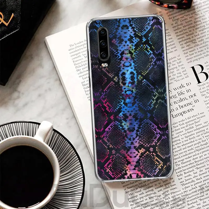 Pink Snake Skin Printing Drawing Cover For Huawei P30 P40 P50 P10 P20 Lite Phone Case Mate 40 30 20 10 Pro Print Customized Coqu