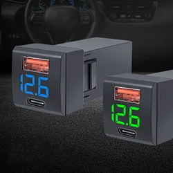QC3.0 Usb C PD Port 12V/24V Car Charger Accessories Power Socket Adapter For Toyota Mobile Phone Fast Charging Voltmeter Display