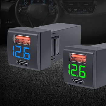 QC3.0 USB C PD ポート 12 V/24 V 車の充電器アクセサリー電源ソケットアダプタトヨタ携帯電話用急速充電電圧計ディスプレイ