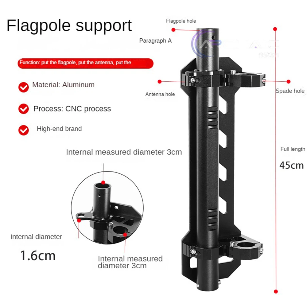 Poteau de drapeau avec support de pelle d'antenne, adapté au véhicule tout-terrain Ford Veema 2 portes 4 portes, BrearCO