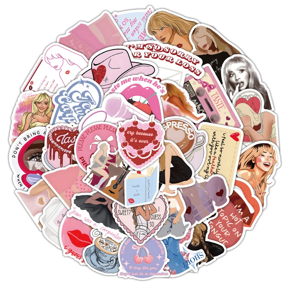 10/30/50pcs Cartoon Singer Sabrina Carpenter Stickers Waterproof DIY Phone Notebook Album Luggage Aesthetic Graffiti Decals Gift