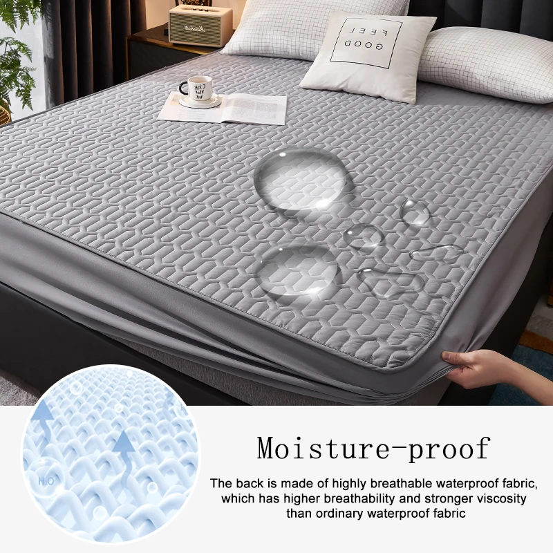 Waterproof Thicken bed Cover Solid color Mattress Protector Skin-Friendly Queen King Double Fitted Sheet Mat 90 140 180x200cm