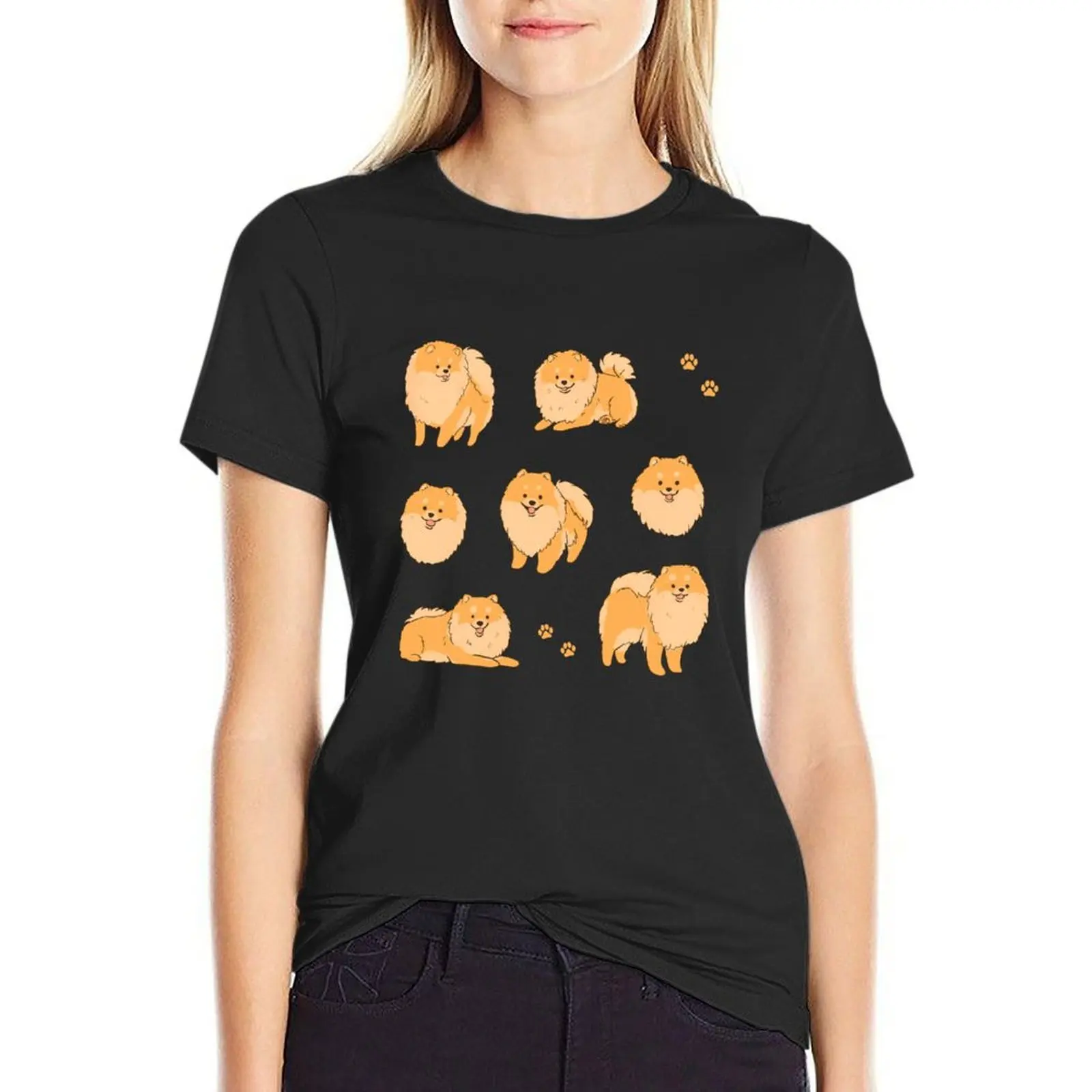 Cute Pomeranian pack - a cute pomeranian dog illustration T-Shirt graphics anime clothes graphic t-shirts for Women