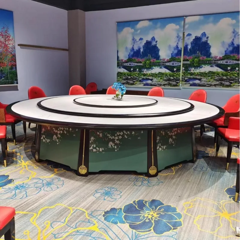 Electric dining table, electric round table matching dining chairs, electric round table