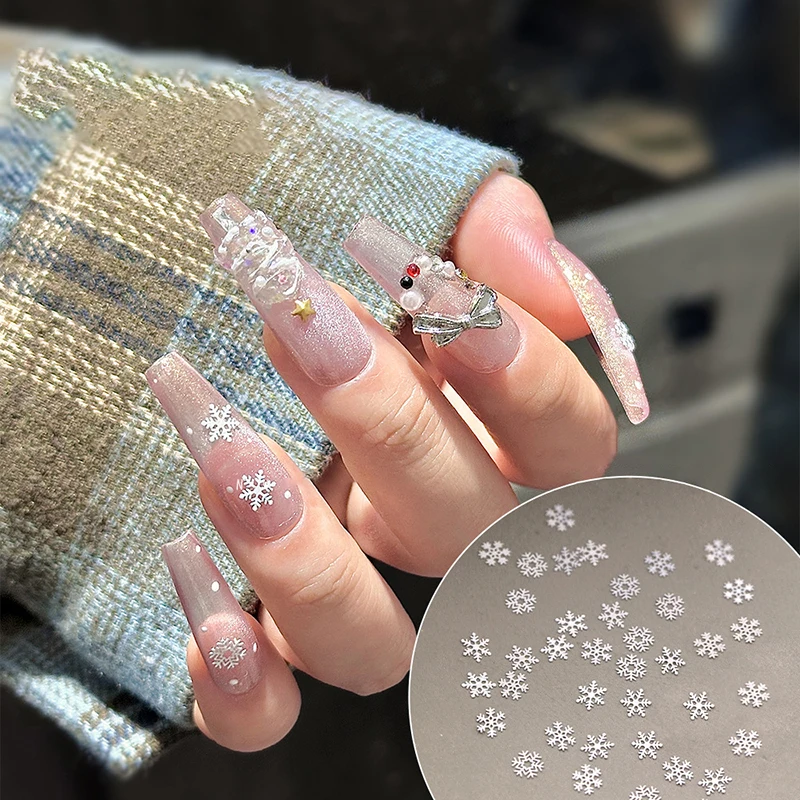 50PCS Weihnachten Schneeflocke Metall Nail art Strass Schmuck Dekoration Maniküre Weihnachten Ornamente Kit