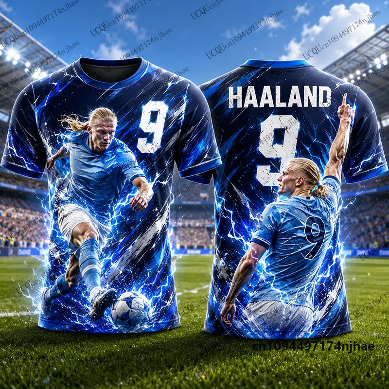 2026 Neuerscheinung Sonderedition Haaland # 9 bedruckte Fußballtrikots für Herren, T-Shirts, Sport-Trainings-T-Shirts, lässige Oberteile für Kinder/Erwachsene – Detail 6