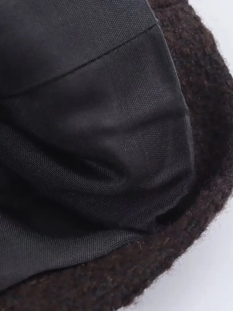 HH المرأة الخريف موضة ريترو الجولة الرقبة قصيرة سترة صوفية الإناث الركاب تنوعا عبق نسيم معطف غير رسمي Mujer #6