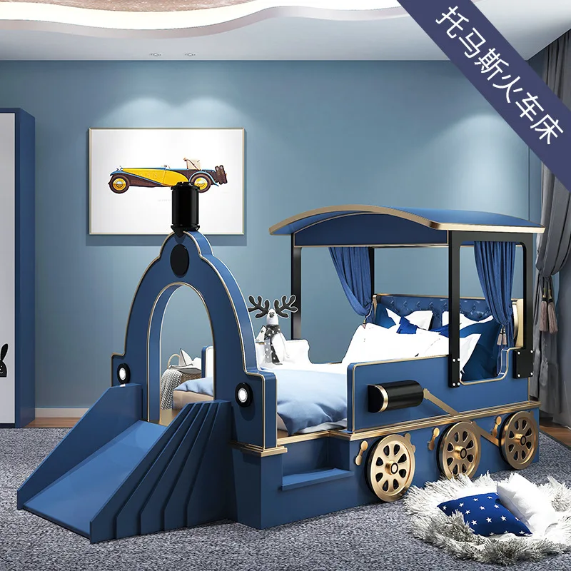 Children's Furniture Creative Children's bed solid Wood bed Train bed Hotel Theme customized bed single bed for boys and girls