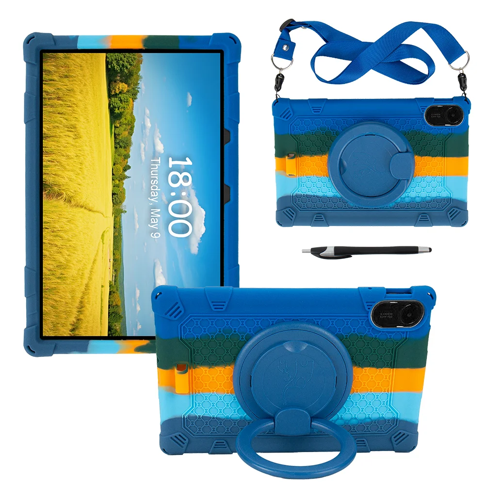 

Handle Grip Case For Xiaomi Redmi Pad 2 2025 11.0" 25040RP0AG 25040RP0AI Rotating Stand Cover Soft Silicone With Shoulder Strap