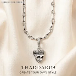 Skull King Charm Necklace Summer Brand New Fashion Jewelry Europe 925 Sterling Silver Bijoux Rock’n’roll Gift For Women Men