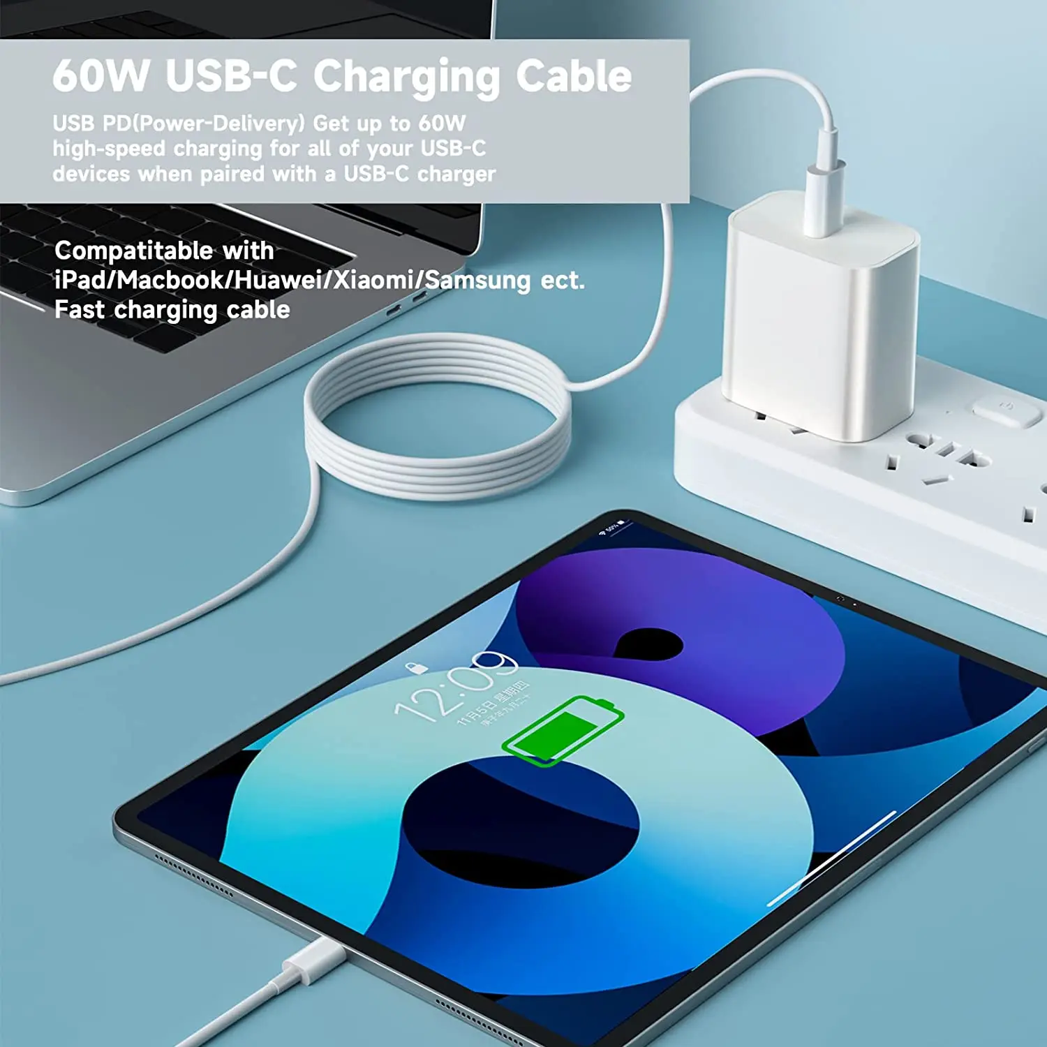 3 Pack USB C To USB C Cable for iphone 15 Huawei P60 PD 5A 60W Fast Charging Cable for MacBook Pro IPad Pro Charger USB-C Cable