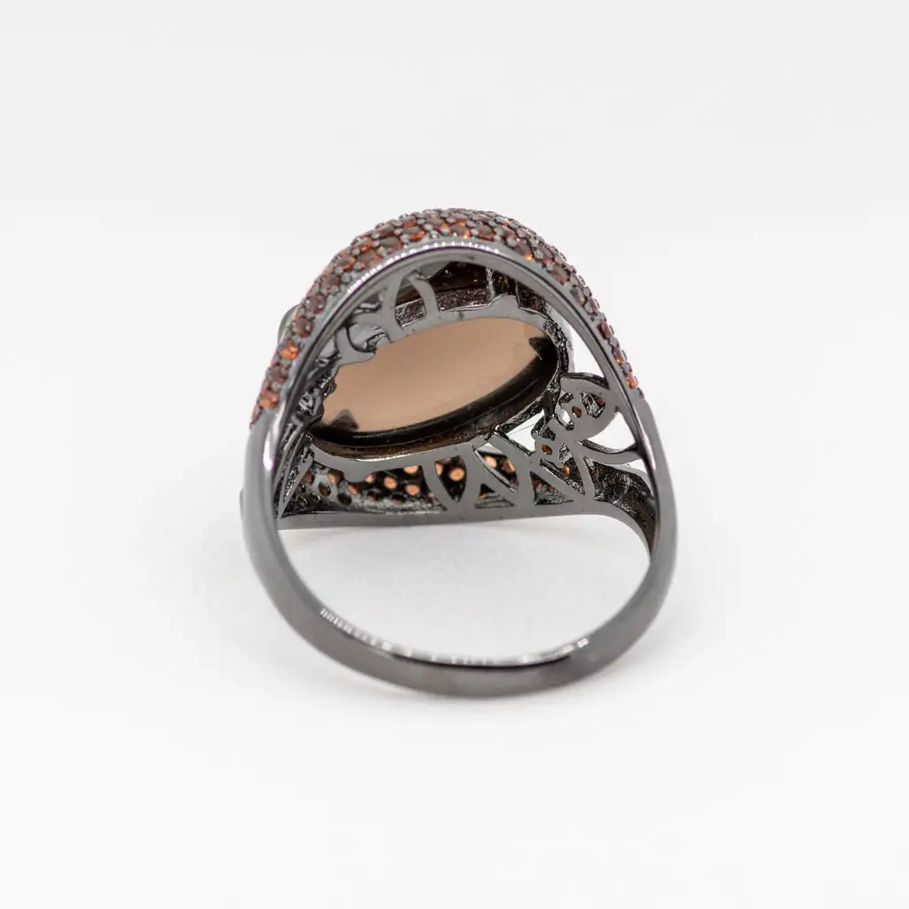 GEM\'S BALLET Natural Smoky Quartz Gemstone Cocktail Ring 925 Sterling Sliver Vintage Gothic Rings For Women Gift Party Jewelry