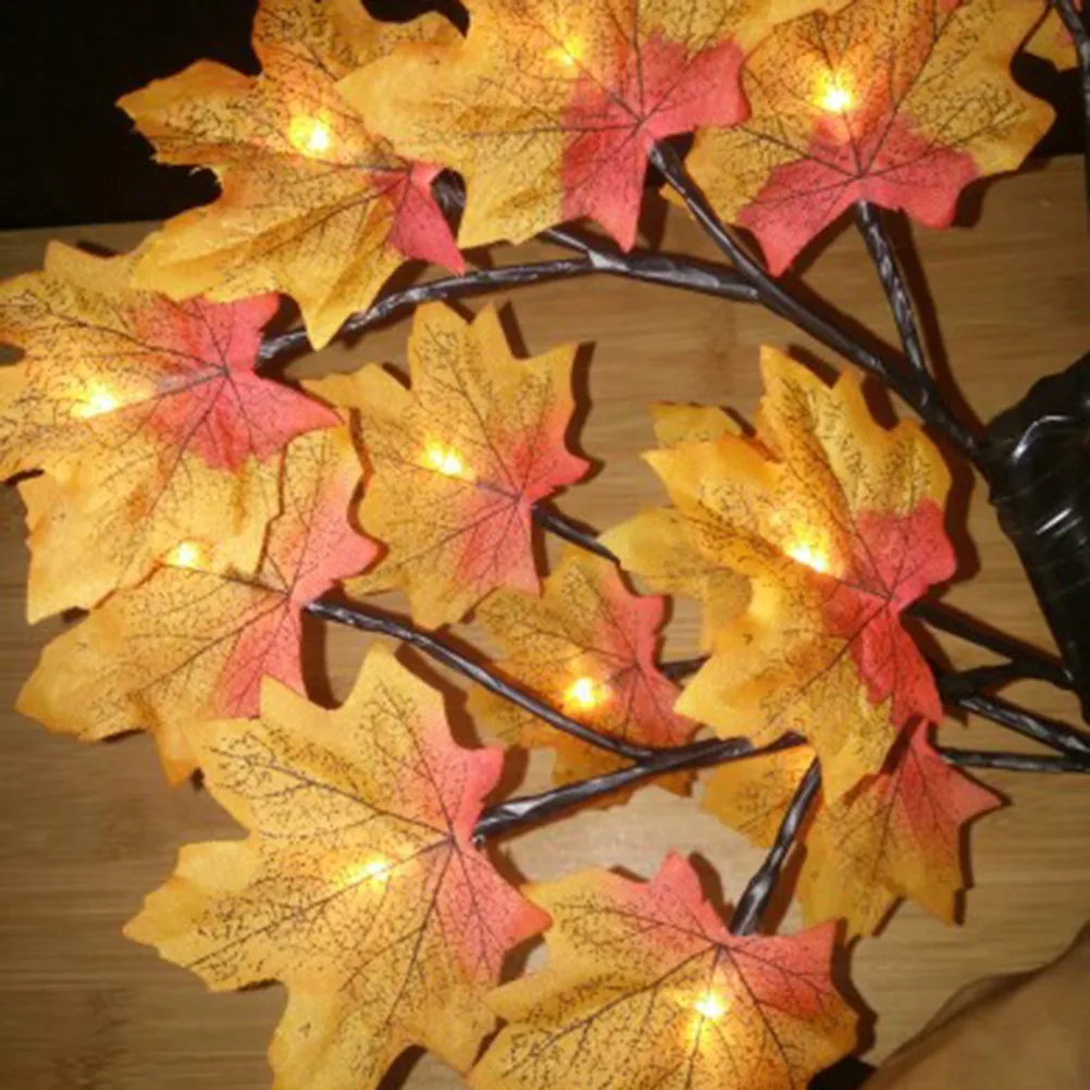 

24 LED Lighted Maple Tree USB Powered Tabletop Decor Flexible Iron Branch Autumn Leaves Simulation Night Lamp Hanging Maple Tree