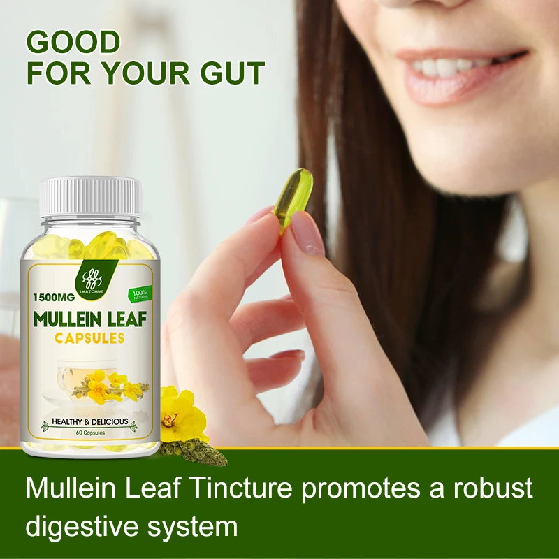 Organic Mullein Leaf Capsules Respiratory Health - Organic Mullein Leaf Extract for Lung Detox, Cleanse - 120 Vegan Cap