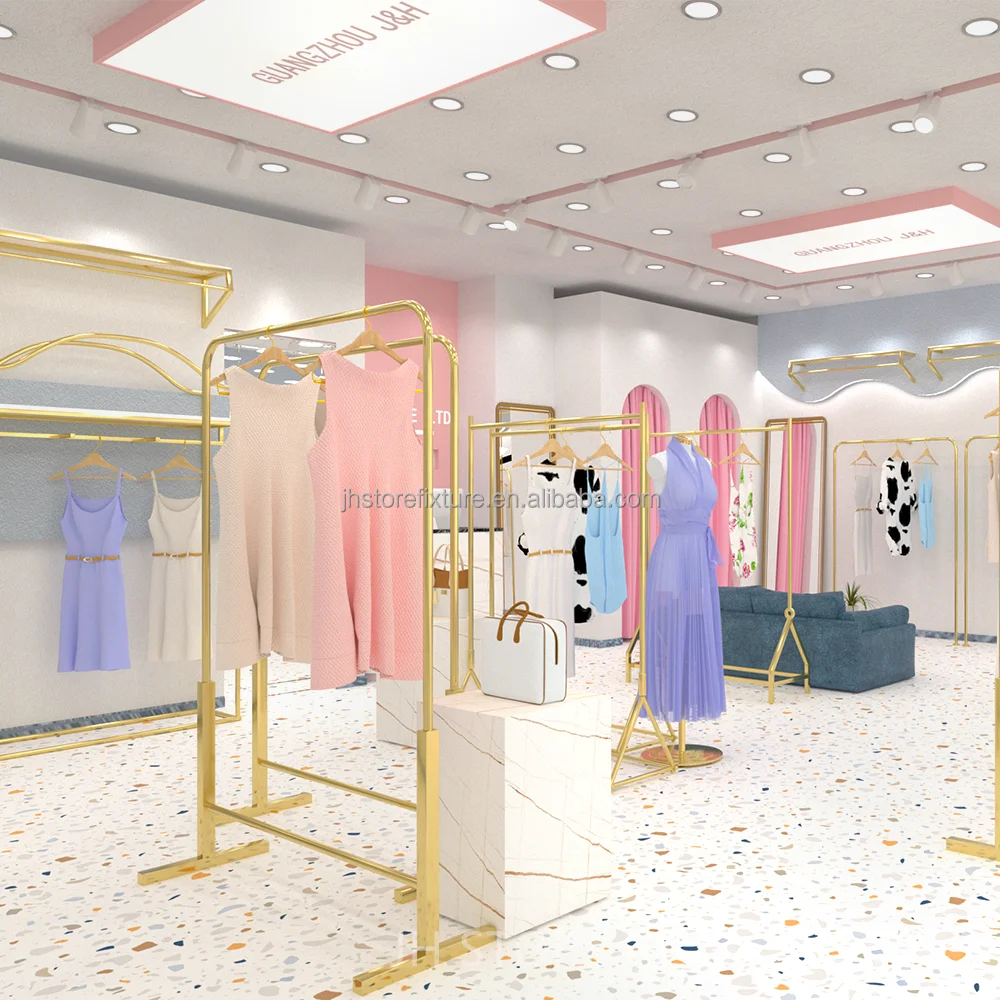 Modern Retail Beauty Shop Clothes Display Rack for Shop Metal Display Stand Clothing Rack for Boutique