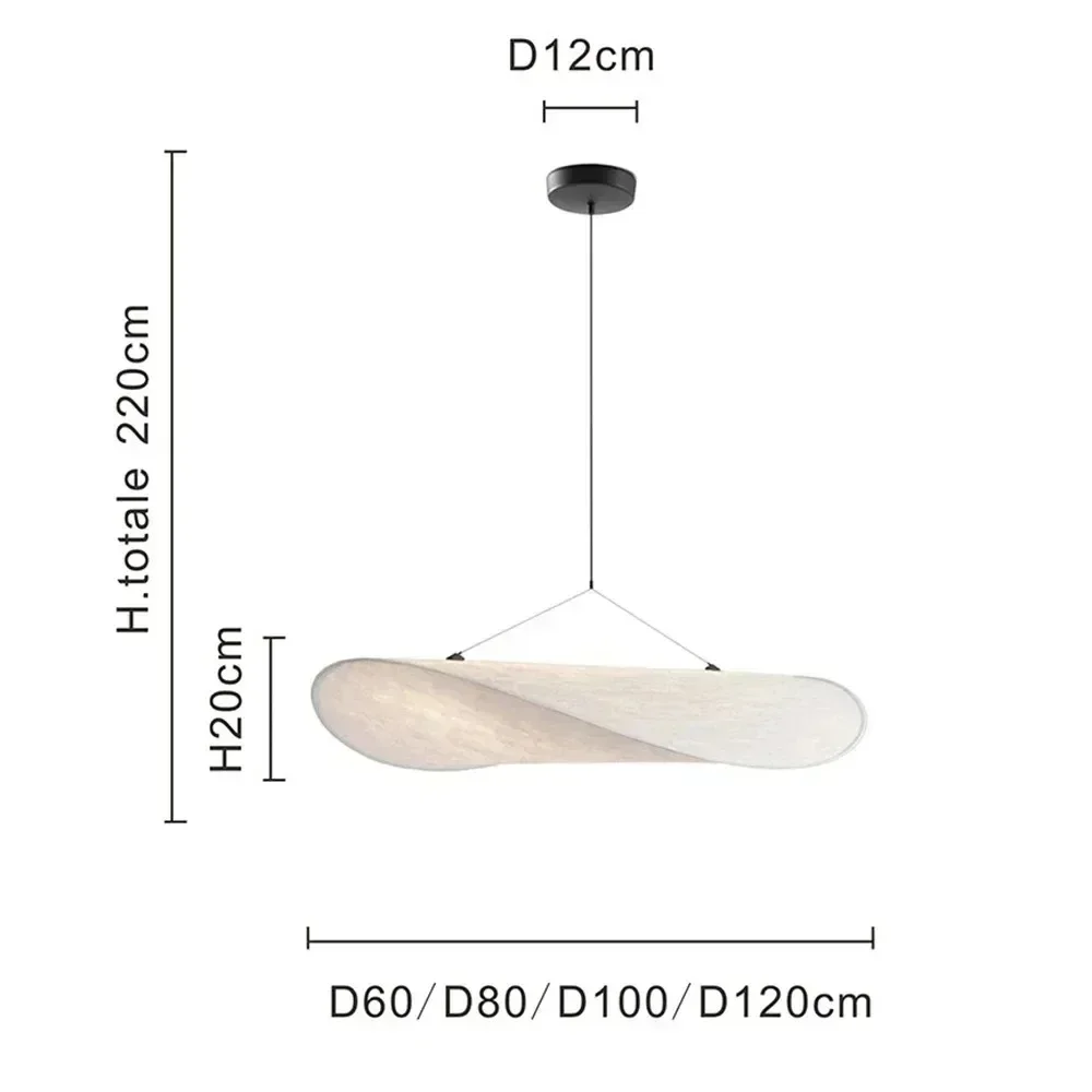 Modern Silk Pendant Lamp Led Nordic Vertigo Ceiling Chandelier for Living Room Home Decor New Works Tense Fabric Hanging Light