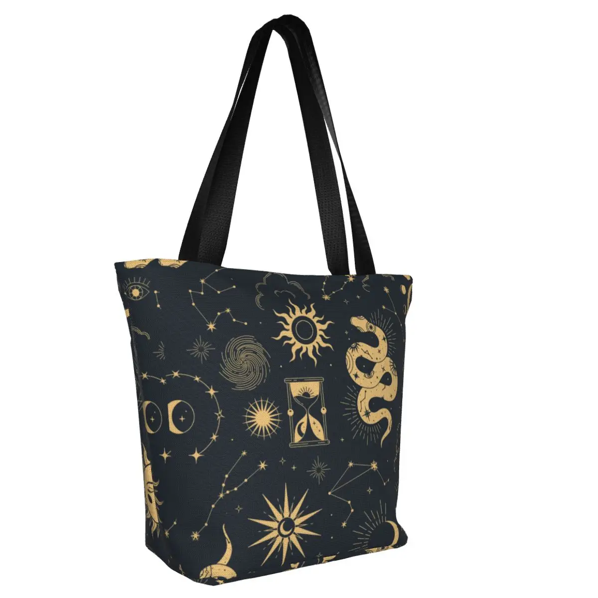 Sun And Moon Retro Shopping Bag Astronomy Witch Woman Fashion Handbags Stylish Cloth Work Bags