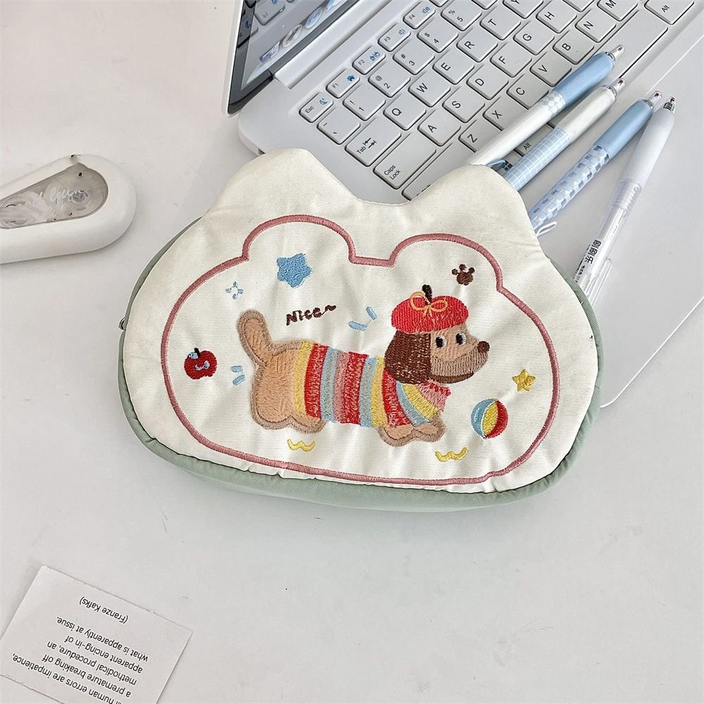 Puppy Mini Cosmetic Bag Multifunctional Candy Color Stationery Holder Bag Pouch for Make Up Kit Soft Cartoon Pencil Case Travel