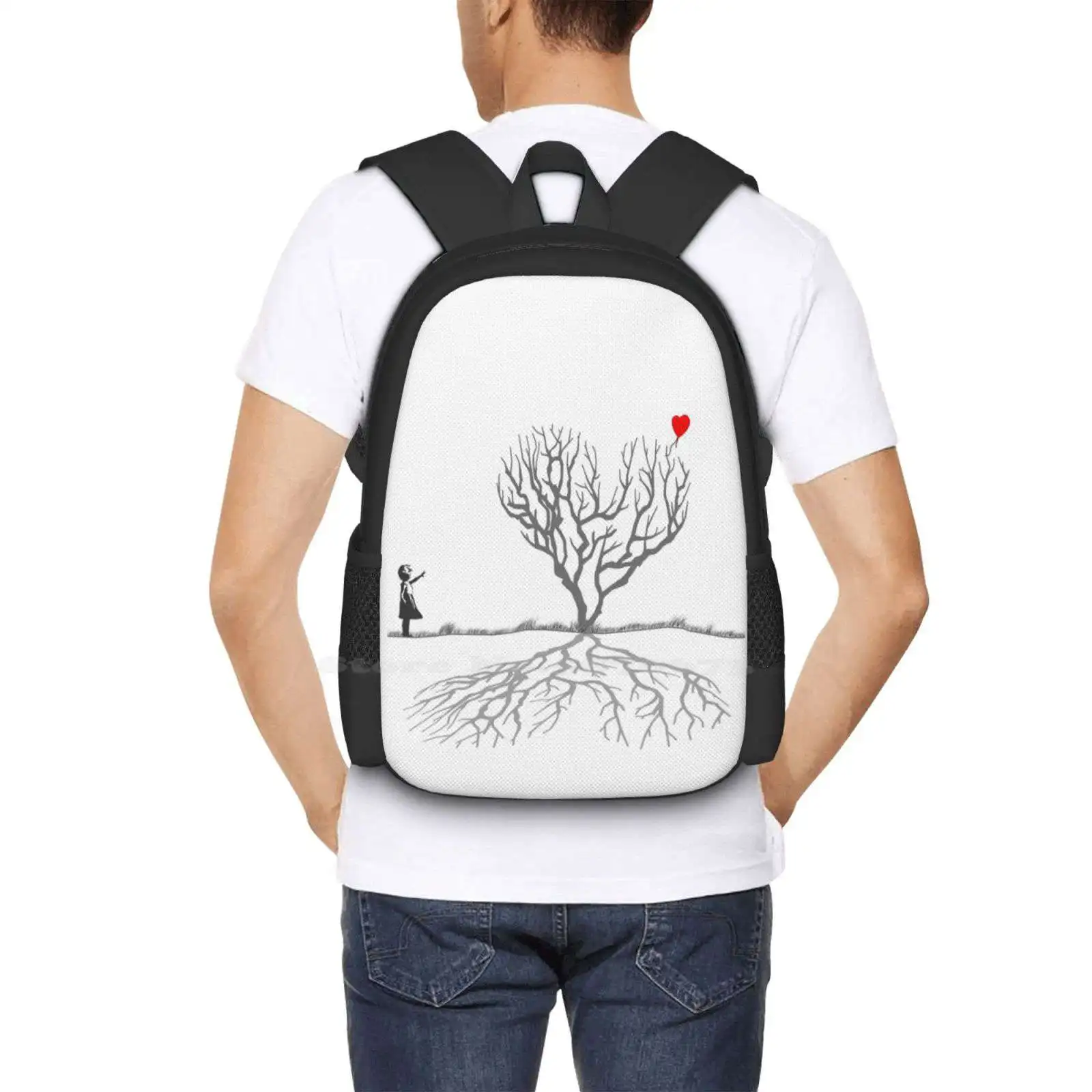 Banksy Heart Tree Backpack For Student School Laptop Travel Bag Steve Popular Uni Cheap Pinhead Reference New 2011 Banksey