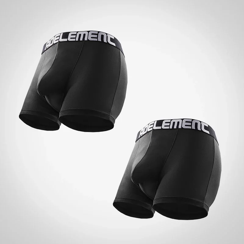 2PCS Men's underwear with separate bullet and vein in the inner part, with a flexible groin support, and a flat crotch design.