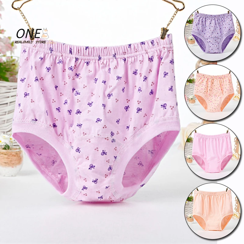 Large Size Women Cotton Panties Underwear For Middle-aged And Elderly Comfortable High Waist Mother Grandmother Brief Underpants