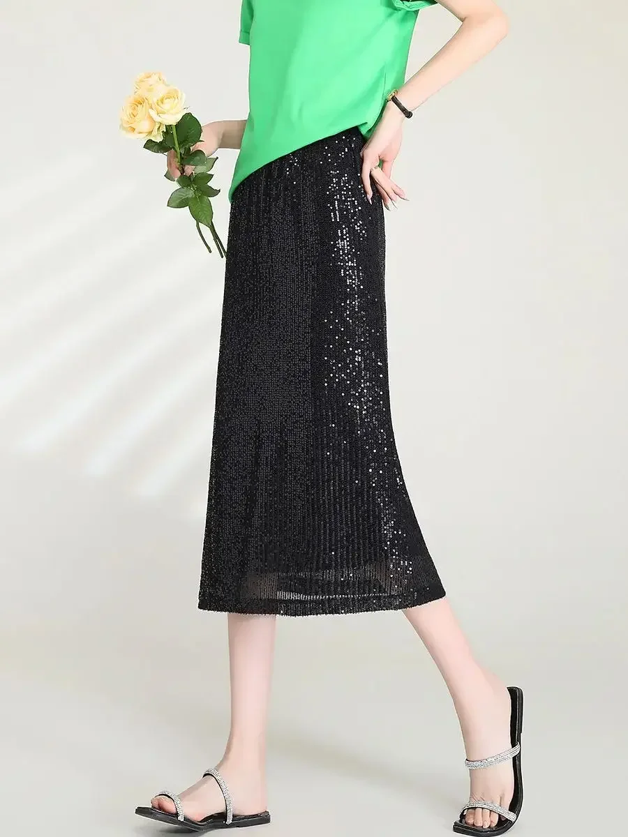 LOUIS YAO Women Skirt 2024 Summer Elegant Sequin Slim-fit Long Skirt Fashion Gentle Subtle Mermaid Skirt for Women