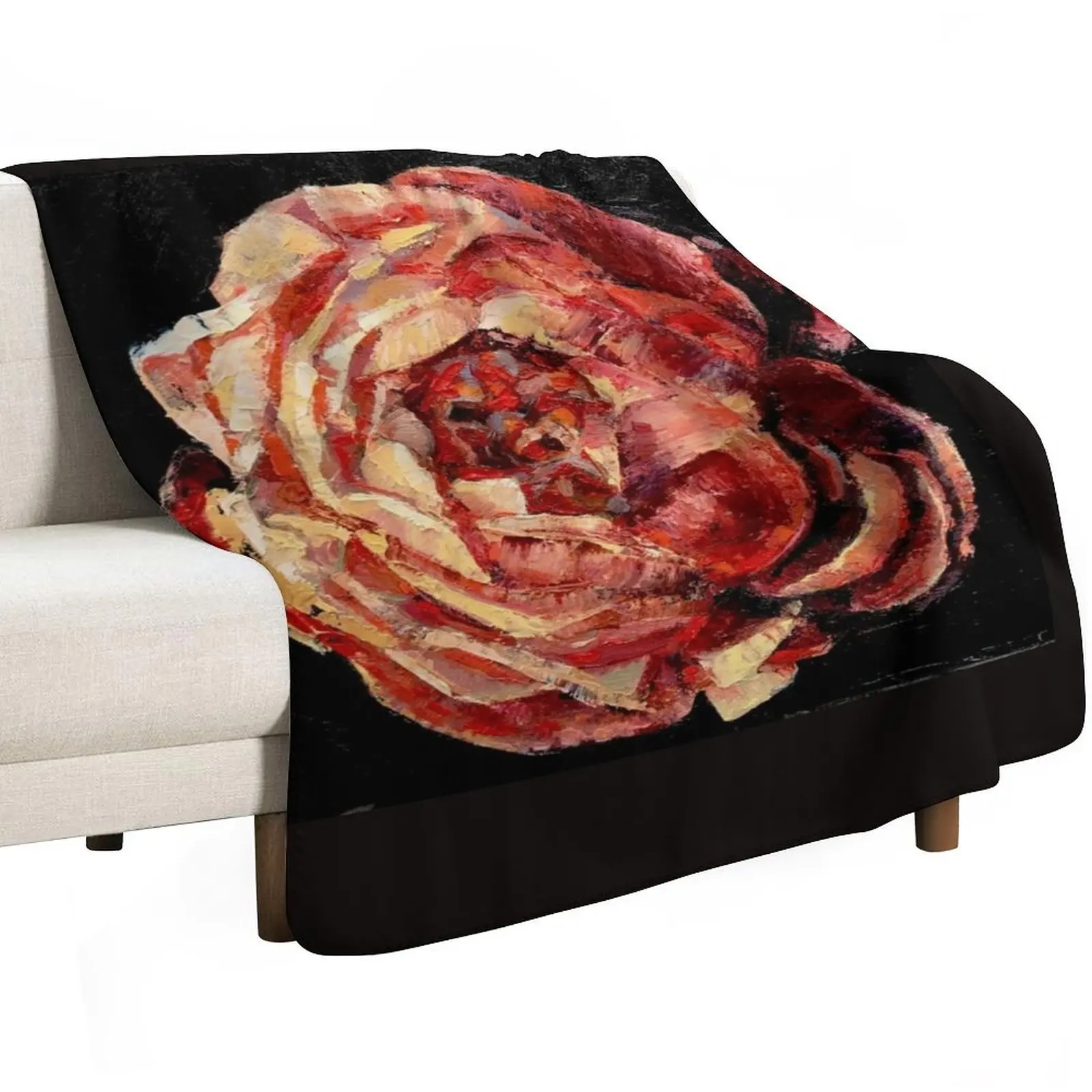 Peony by Australian artist Glenda Fell Jones Throw Blanket Cozy Throw Blanket Birthday Gift for Him Her