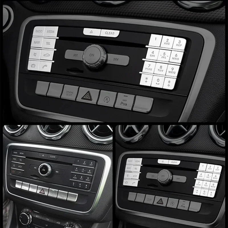 Car Interior Trim Stickers For Mercedes-Benz A B CLA GLA Class W176 W246 C117 X156 CD Multimedia Button Decor Accessories
