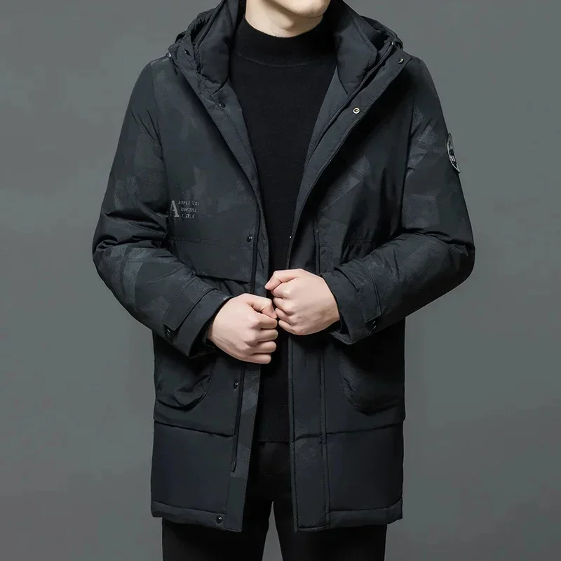 COZOK Designer Clothes Men Luxury Long Down Jacket Man Hooded Duck Male Padding 2025 Padded Mens Winter Cold Coat