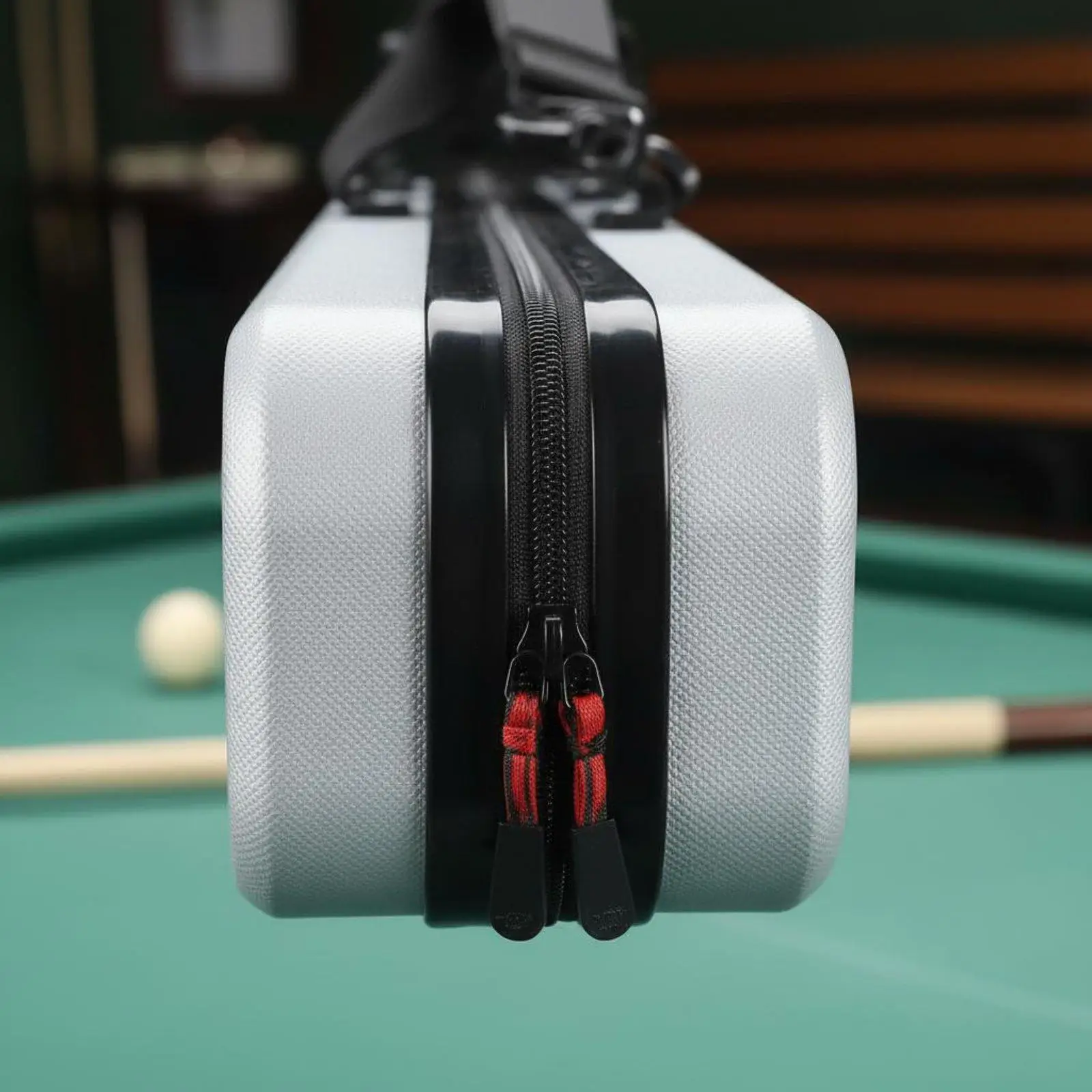 Multi Compartment Billiard Cue Bag with Molded Handle for Snooker Pool Equipment Professional Protective Travel Case