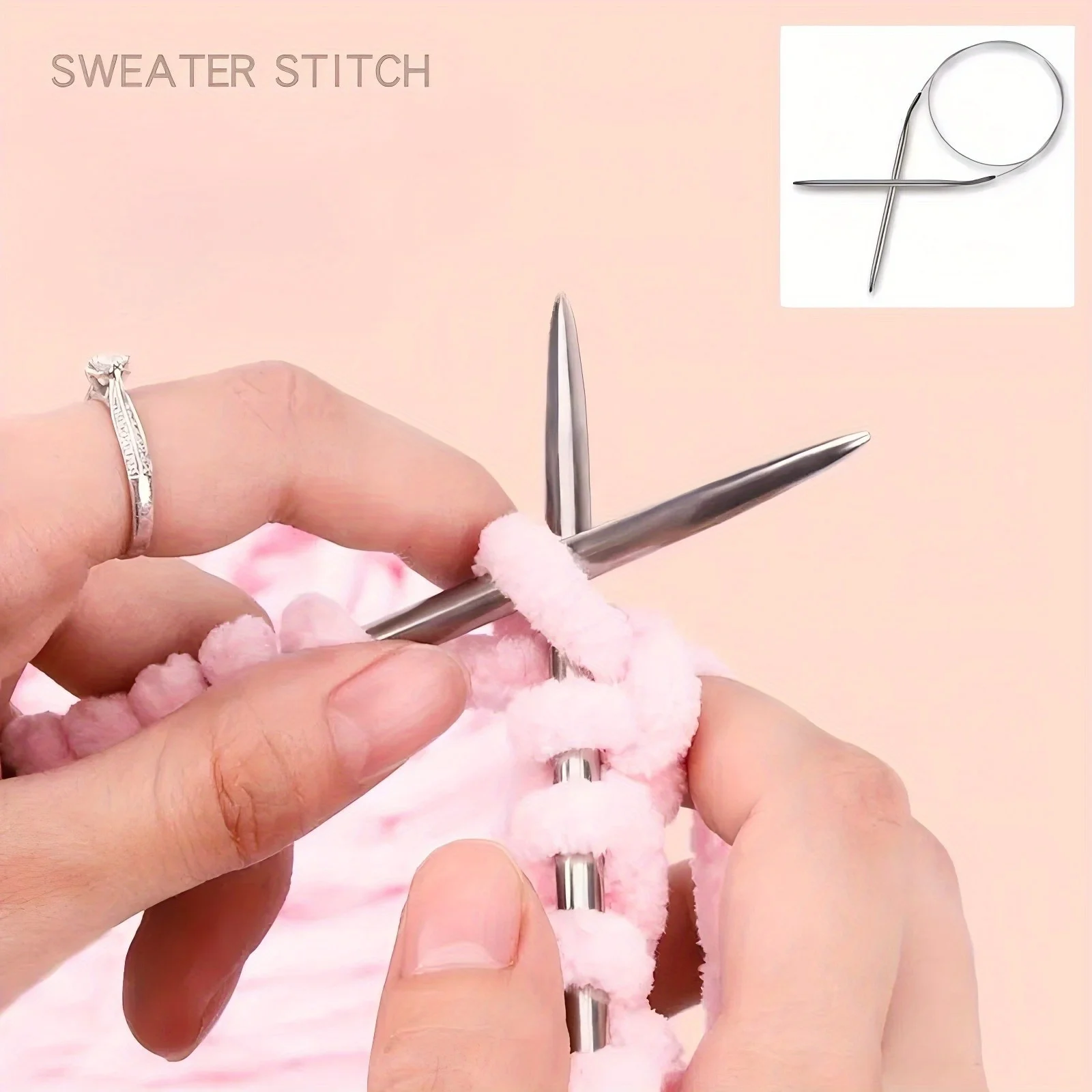 Stainless Steel Circular Knitting Needle Set, Including 2/2.5/3/4/5/6/7/8mm, Thick Loop Tools for Knitting Sweaters, Scarves, Hats, Gloves, Socks, Etc., DIY Crafts, Mother's Day Gift - 8 Pieces view 5