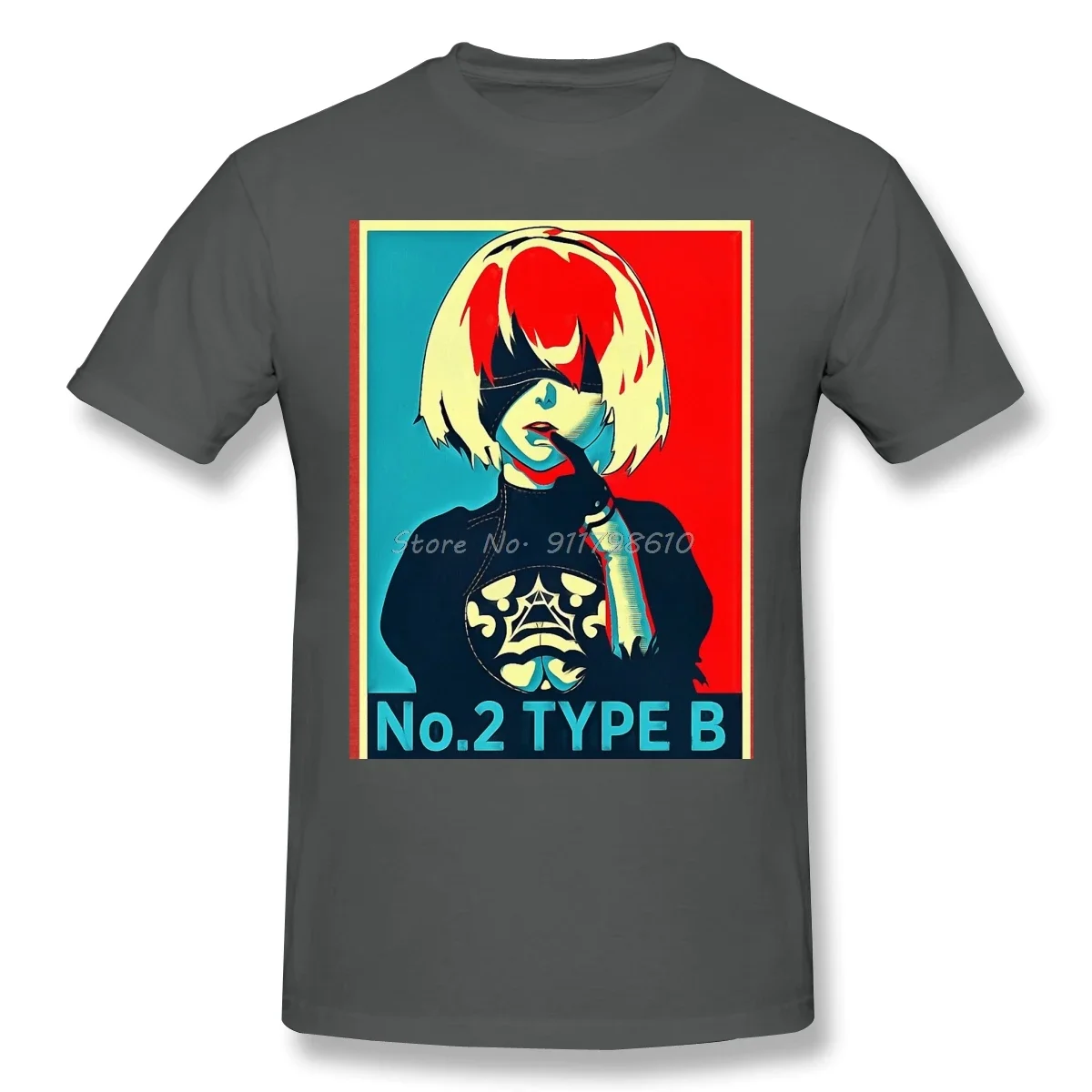 T-Shirt For Men Nier Automata 2B Tri-blend Cotton NieR Automata T Shirt Funny Anime Men Tee Streetwear Harajuku vintage Summer