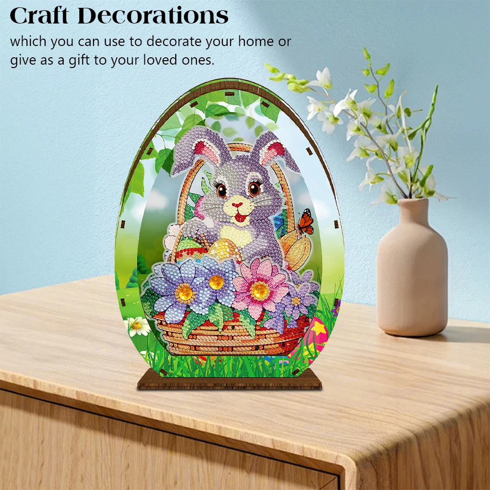 

Деревянный ночник с кристаллами в форме пасхального яйца и кролика, специальная форма, алмазная вышивка, ночник для взрослых