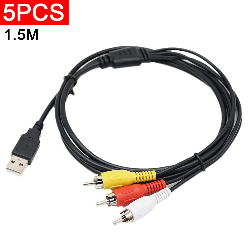 

5pcs HDMI-compatible to 3RCA Cable 1.5M with HDMI 1.4 to AV Cord HD Audio Video Wire lead Cable Television Adapter Wire TV DVD