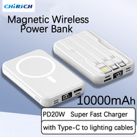 10000mAh 5000mAh Power Bank Magnetic Wireless Spare Battery Built-in TYPE-C Cable Portable Powerbank For Iphone 14 Xiaomi Huawei