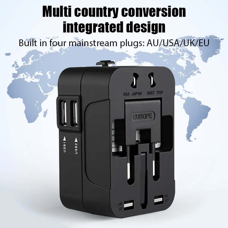 Global Conversion Plug Travel Conversion Socket Dual USB Port EU UK US AU AC Power Charger Universal Adapter Outlet Converter