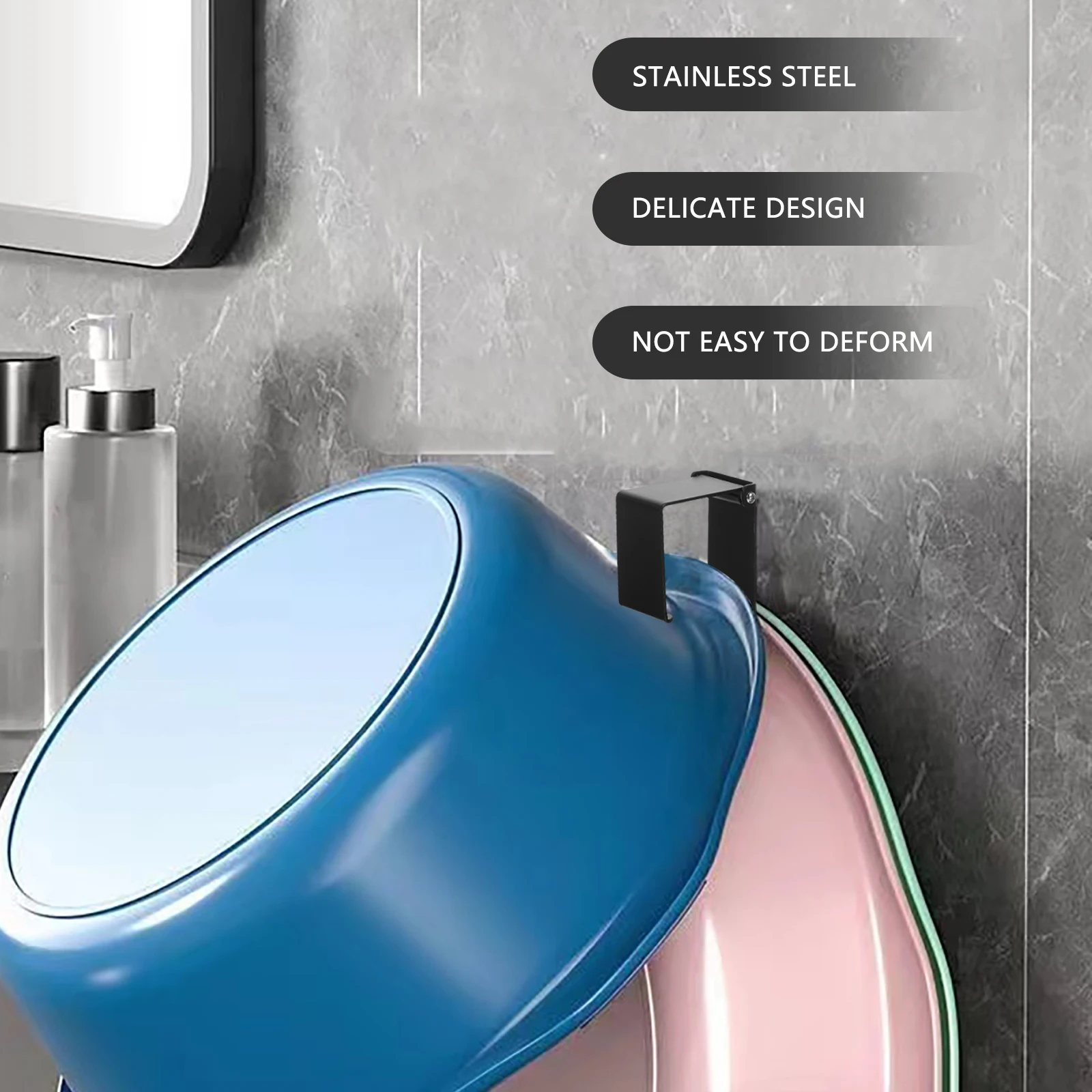 

Stainless Steel Punch-Free Hook For Mount Towel Hanger Bathroom Storage Washbasin Rack Adhesive Self-Adhesive Multi-Functional