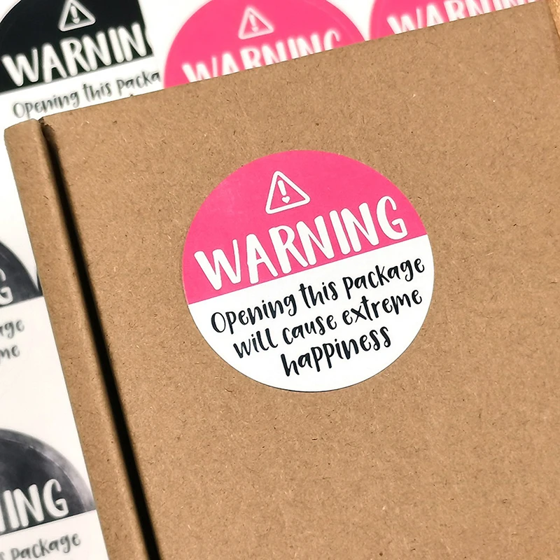 

120Pcs Black And Pink Adorable Warning Extreme Happiness Labels 1.5inch Thank You Packaging Stickers Gift Wrapping Envelope Seal