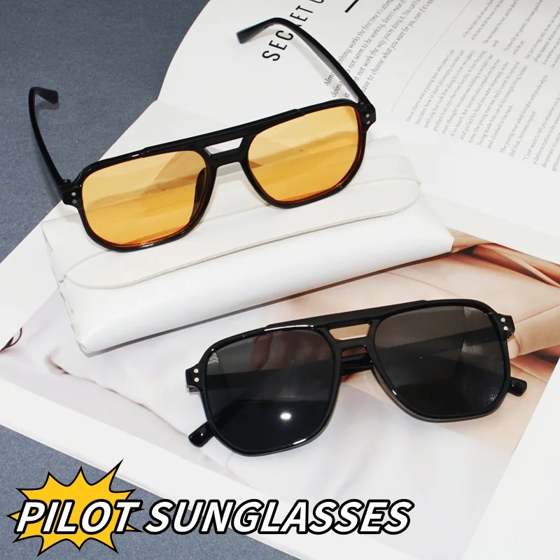 New Casual Square Sunglasses Women Men Classic Double Beam Sun Glasses Designer Retro Fashion Outdoors Ultraviolet-proof Shades