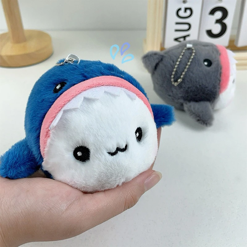 Lovely Cartoon Plush Shark Doll Keychain Pendant Cute Plush Toy Keychain Fashion Backpack Decoration Accessories Children Gifts