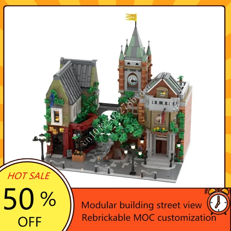 

4790PCS Village Square MOC Custom Street View Architecture Puzzle Creative DIY Assembly Model Birthday Toy Christmas Gift